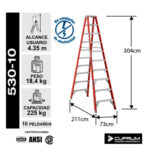 ESCALERA FIBRA VIDRIO TIJERA DOBLE ACCESO 3.00 M - Imagen 2