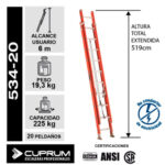 ESCALERA FIBRA VIDRIO TELESCOPICA 5.18 M. CUPRUM - Imagen 2