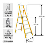 ESCALERA TIJERA CON PLATAFORMA FIBRA DE VIDRIO 5 PELDAÑOS - Imagen 2
