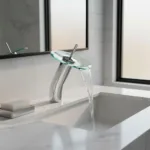 Grifería Vanitorio Tipo Cascada De Vidrio Y Acero Cromado