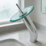 Grifería Vanitorio Tipo Cascada De Vidrio Y Acero Cromado - Imagen 2