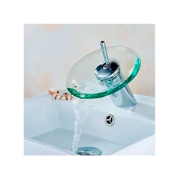 Griferia Vanitorio De Vidrio Cascada Acero Cromado 10 Cms - Imagen 4
