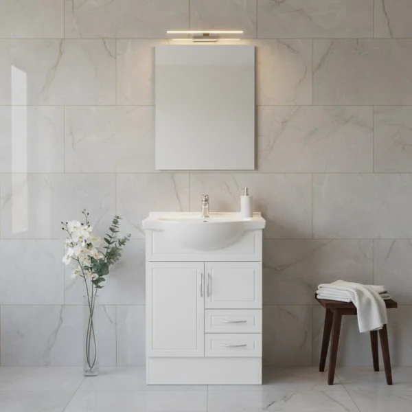 Mueble Vanitorio 63x50x90+ Espejo Biselado Blanco 60x80cms - Imagen 2