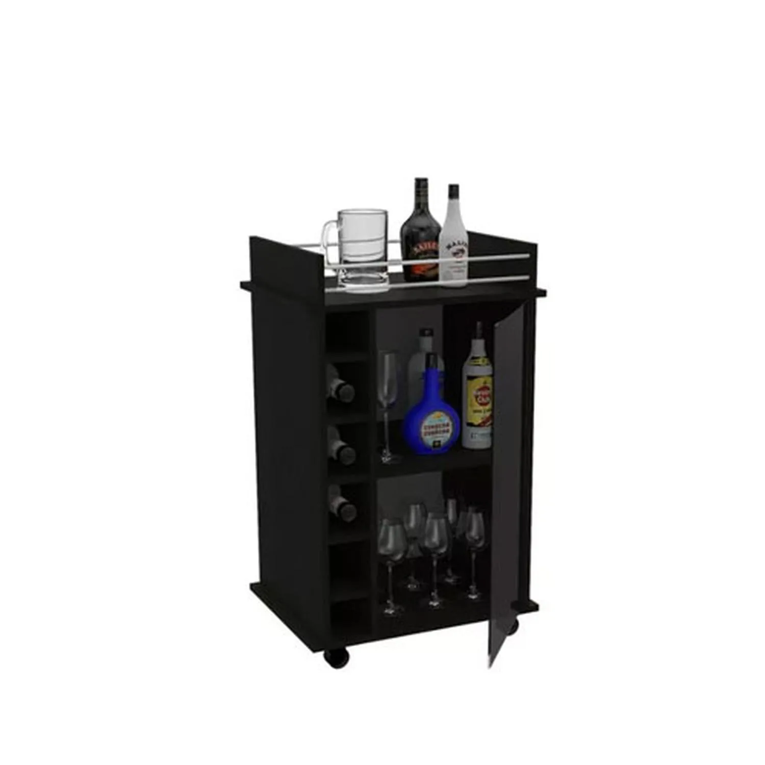 Bar Dukat Madera Vidrio C/ruedas 55x42x89cm Mlw 2126/ - Imagen 4