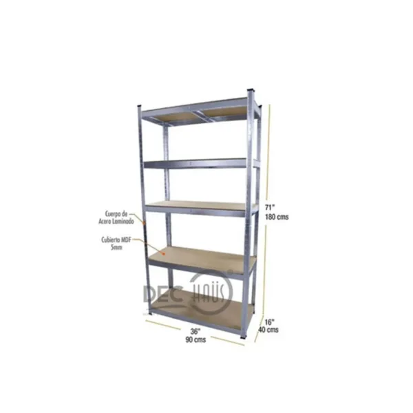 ESTANTERIA 5 NIVELES 175 Kg 180x90x40 cm ES8175/1 - Imagen 2