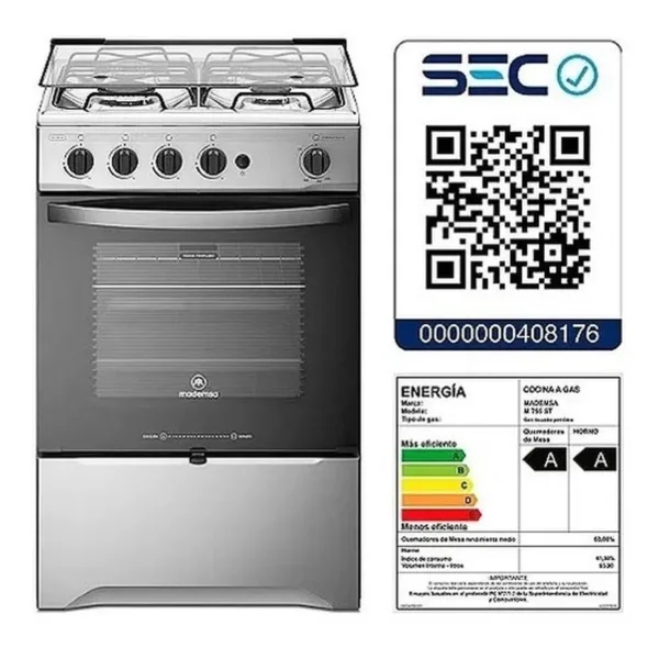 Cocina A Gas Mademsa 4 Platos Inox Con Limpiafácil M 755 St - Imagen 7