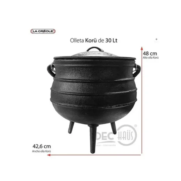 Olla Vintage Hierro Fundido 30lts 36x48 Cms Creole - Imagen 2