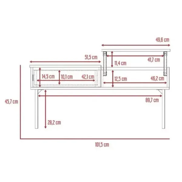 Mesa Centro Funcional 101x61x45-57 Cms Coñac-wengue - Imagen 10