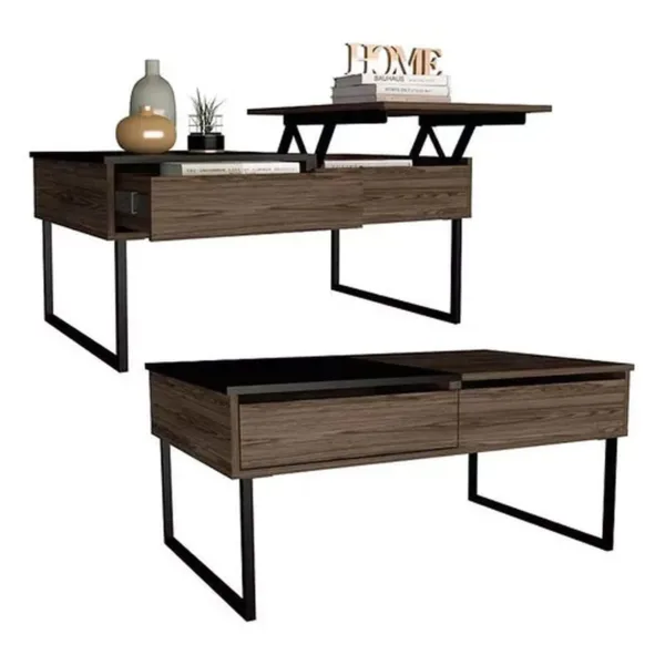 Mesa Centro Funcional 101x61x45-57 Cms Coñac-wengue - Imagen 2