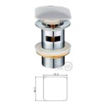 Desagüe Popup 1.1/4 Tapón Loza Blanco Cuadrado Con Rebalse - Imagen 2