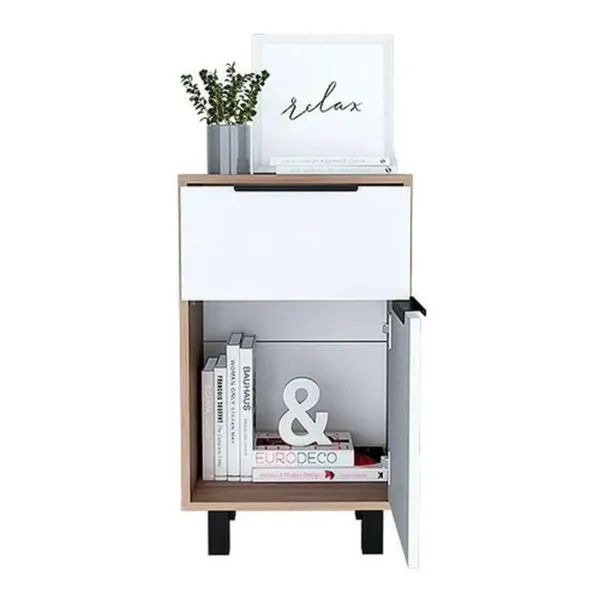 Velador Kaia Z-41 1puerta 1cajon 41x36x70cm Miel Blanco - Imagen 4