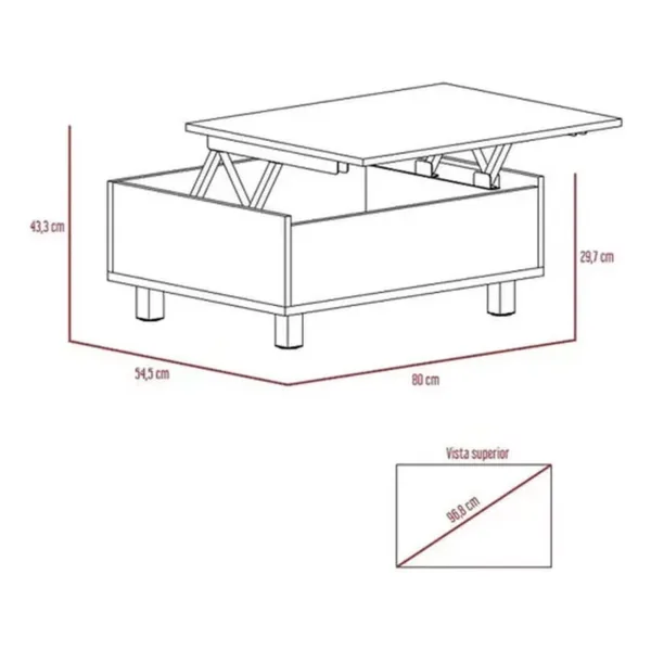 Mesa De Centro Funcional 5g-2 Ceniza-wengue Mzw6269 80x54x55 - Imagen 7