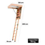 Escalera Ático Madera 120x70 Altura Techo 2,8 Mts - Imagen 2