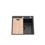 Lavaplatos Deluxe Domsa MDS5046-BLACK Sobre Cubierta / 50x46x21cm (Incluye Accesorios) - Imagen 2