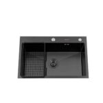 Lavaplatos Deluxe Domsa MDS7046-BLACK Sobre Cubierta / 70x46x22cm (Incluye Accesorios)