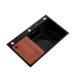 Lavaplatos Deluxe Domsa MDS7545A-BLACK-CON/L Sobre Cubierta / 75x46x20cm (Incluye Accesorios) - Imagen 3