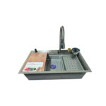 Lavaplatos Multifunción Cascada Gris Empotrar 80x45 - Imagen 2