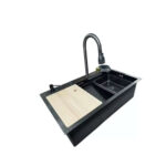 Lavaplatos Multifunción Cascada Negro Empotrar 75x45 - Imagen 2