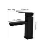 Llave Monomando Acero Cuadrado Negro Matte 17 Cms - Imagen 2
