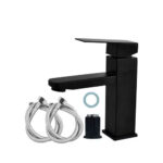 Llave Monomando Acero Cuadrado Negro Matte 17 Cms - Imagen 3