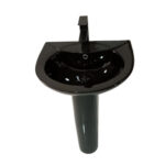 Lavamanos y pedestal Loza negro 52x44 + grifería Dechaus - Imagen 2
