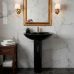Lavamanos y pedestal Loza negro 52x44