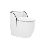 Wc one piece Pouf White Line-black Dechaus Descarga 30 cms DEC2064G