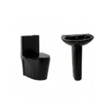 Sala Baño Negro 3 piezas Wc 30cm Lavamanos Pedestal