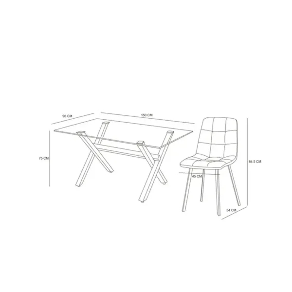 Comedor 4 sillas Domi 2.0 gris - Imagen 4