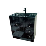 Mueble Vanitorio + Cubierta de Vidrio Templado Negro 81X47 CMS - Imagen 2