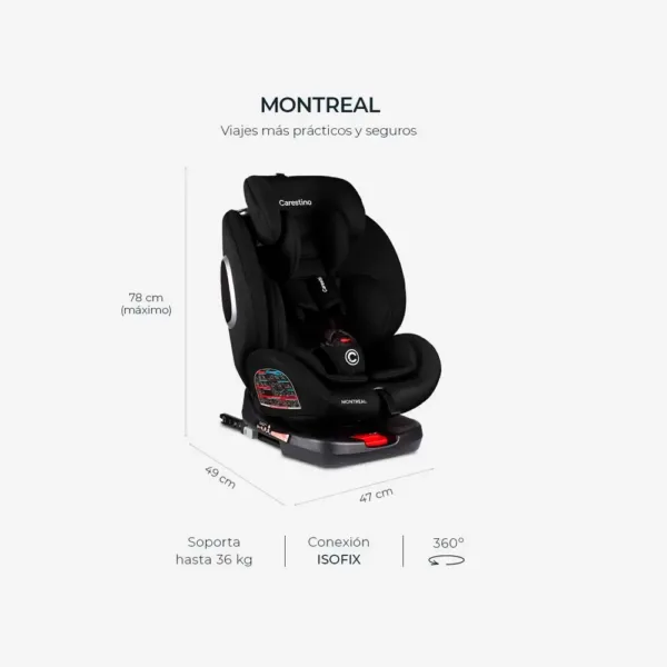 Silla Para Auto MONTREAL GRUPO 0/I/II/III ISOFIX GRIS - Imagen 6