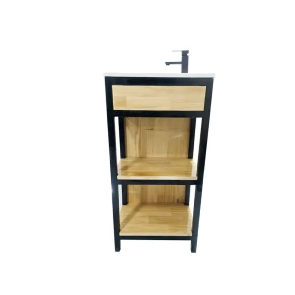 Vanitorio Rustico Fierro-Pino Finger y Loza 100x47x92 cms + Griferia - Imagen 5