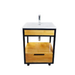 Vanitorio Rustico Fierro-Pino Finger y Loza  60x47x96 cms + Griferia