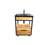 Vanitorio Rustico Fierro-Pino Finger y Vidrio 60x47x96 cms + Griferia