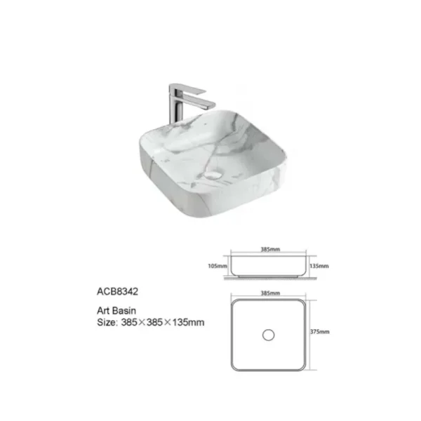 Lavamanos Sobreponer Dechaus Carrara 39x39x14 cms ACB8342 - Imagen 5