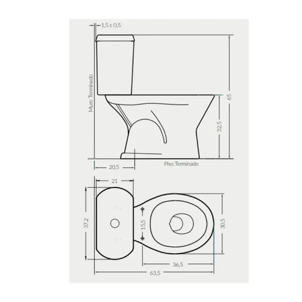 Wc Kinder Dual Flush descarga 20 cm Fanaloza - Imagen 2