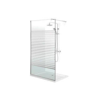 Mampara Fija 90x190cm Vidrio Franjas Blancas