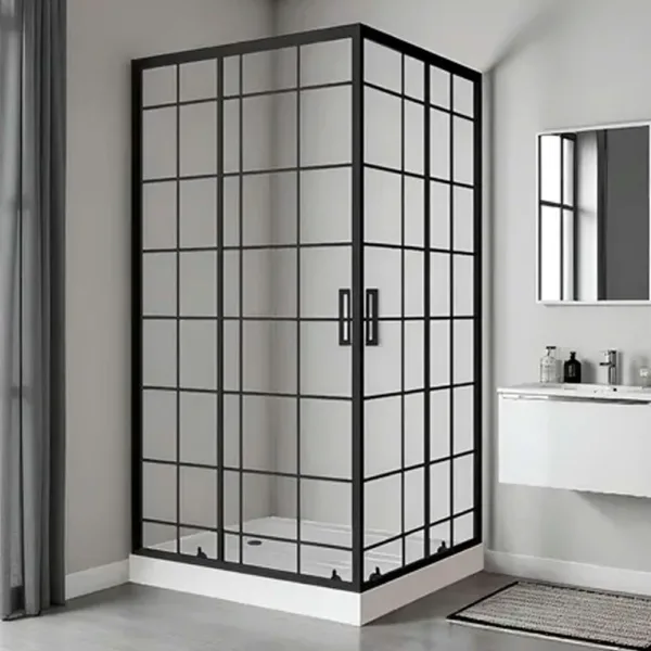 Mampara Shower Door 100x70x195 Cms Cuadrados Negros - Imagen 4