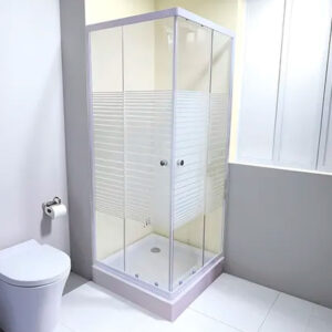 Mampara Shower Door 90x90cms Marcos Blancos Con Receptáculo