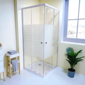 Mampara Shower Door 90x90cms Marcos Blancos Sin Receptáculo