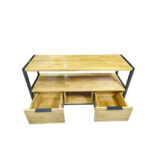 Rack Tv Madera Fierro 120x40x61 Cms Con Cajones Cafe Claro - Imagen 4