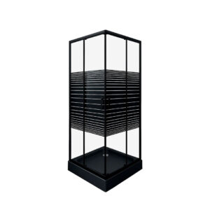 Mampara Shower Door Franjas negro 70x70-cms y receptáculo