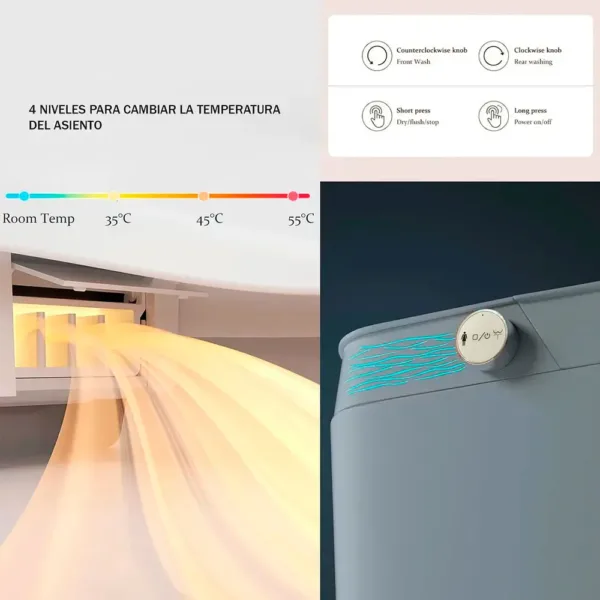 WC sanitario Inteligente  Apertura -Cierre Automático - Descarga a Piso 30 cm - Imagen 7