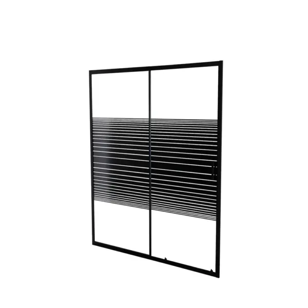 MAMPARA AJUSTABLE 120-140 X 185 CMS TRANSLUCIDO Y FRANJAS NEGRAS - Imagen 2