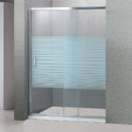 MAMPARA AJUSTABLE 140-160 X 185 CMS TRANSLUCIDO Y FRANJAS BLANCAS
