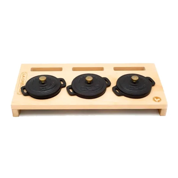 Pack 3 Piezas Mini Cocotte Ø10 Cm 0.2 Lt Black Matte + Stand Negro - Imagen 2