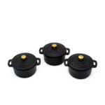Pack 3 Piezas Mini Cocotte Ø10 Cm 0.2 Lt Black Matte + Stand Negro - Imagen 3