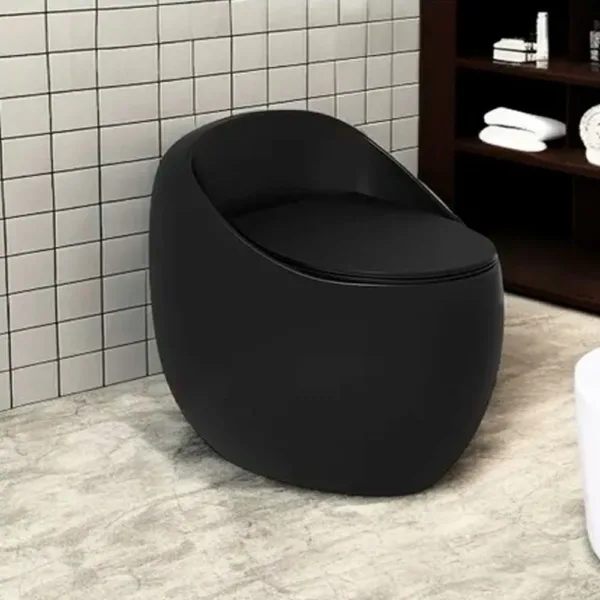 Wc One Piece Pouf Descarga Piso 30cm Black 2060a - Imagen 3