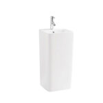 Lavamanos con pedestal integrado loza ceramica 40x40x82 cms - Imagen 2
