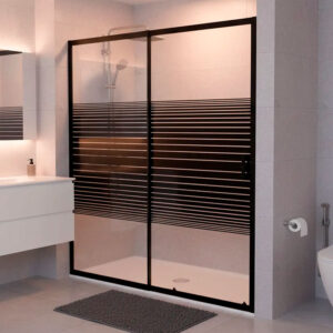 Mampara Ajustable 160-180x180cm Perfil/franjas Black